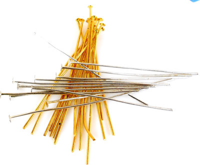 

jaz Jaz's Head Pins Combo for Jewellery Making/Findings 200 pc (Gold Plated 100 Pc + Silver Plated 100 Pc Size 50mmx0.8mm).