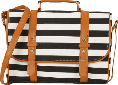 

Bagclan Casual Striped Sling Bag(Black, 13 inch)