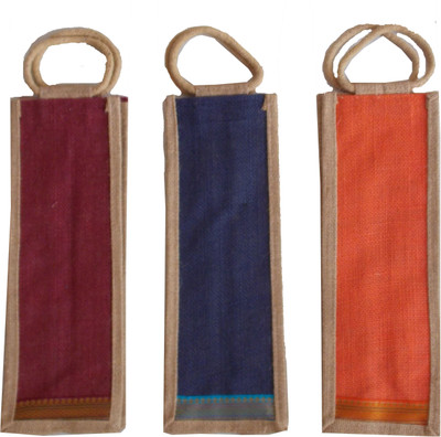 

HideCrusH Jute Bottle bag Waterproof Lunch Bag(Orange, Maroon, Blue, 1 L)
