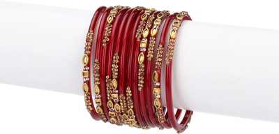 Somil Glass Beads, Crystal Bangle Set(Pack of 12)
