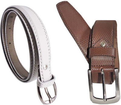 

Sulit Men & Women Brown, White Genuine Leather, Artificial Leather Belt