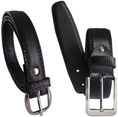 Sulit Men & Women Black, Black Genuine Leather, Artificial Leather Belt