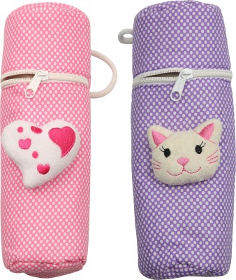 FIRST TREND High Quality Dot print Cotton Bottle Cover zipper pack of 2(BabyPink, Purple)