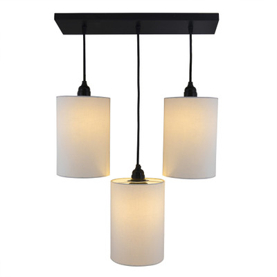 Homesake 3-Lights Linear Cluster Chandelier White Shade Hanging Pendant Light, Kitchen Area and Dining Room Light Pendant Lamp Ceiling Lamp(Black)