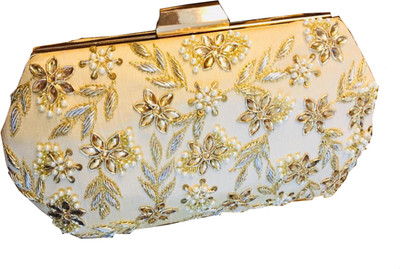 

Craftbazaar Party Beige Clutch