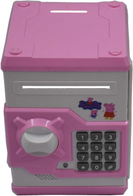 

skyglobe ATM Bank for Coin/Bills Coin Bank(Pink, White)