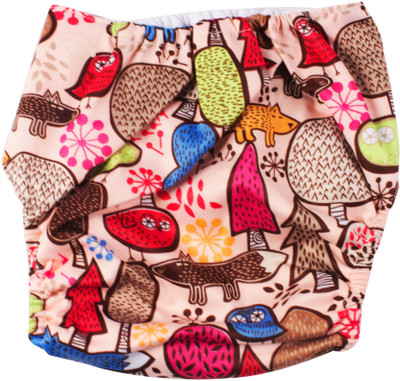 

Ole Baby Multi Printed Cloth Diaper REUSABLE Nappy Organic Fabric Anti Bacterial Washable Adjustable WaterProof Covered - M