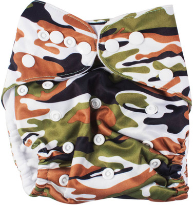 

Ole Baby Military Print Cloth Diaper REUSABLE Nappy Organic Fabric Anti Bacterial Washable Adjustable WaterProof Covered - M