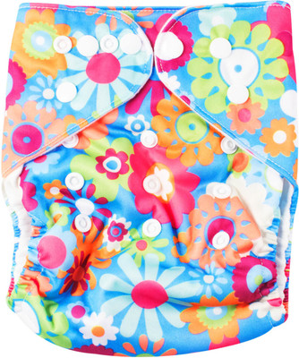

Ole Baby Flower Printed Cloth Diaper REUSABLE Nappy Organic Fabric Anti Bacterial Washable Adjustable WaterProof Covered - M