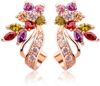 Divastri Florets Love Curvacious AAA Swiss Cubic Zirconia Studs Earrings Metal Stud Earring