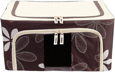 

House of kart FLORAL Foldable Wardrobe, 24 Litre Capacity, Brown Cloth Organizer Bag(Brown)