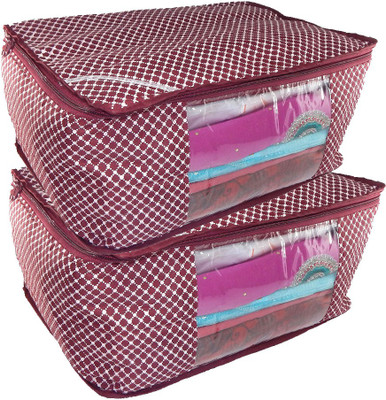 

RK Brands Polka Dots Polka Dots Cotton 3 Layered Quilted Saree Cover Set of 2 Pcs 120(Maroon)