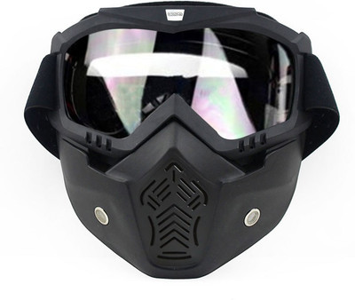 

BikeStuff Open face helmet facemask & Clear Motorcycle Goggles(White)
