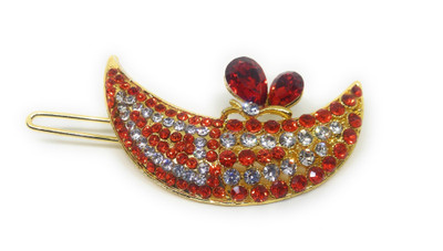 

Khubsurat Hair Side Clips/Side Pins for Women & Girls, Gold Tone, 1 Piece, Orange Color Stone Stud Hair Clip(Orange)