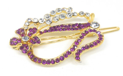 

Khubsurat Hair Side Clips/Side Pins for Women & Girls, Gold Tone, 1 Piece, Rani Color Stone Stud Hair Clip(Pink)