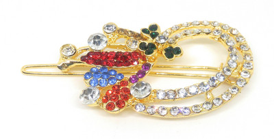 

Khubsurat Hair Side Clips/Side Pins for Women & Girls, Gold Tone, 1 Piece, Multi Color Stone Stud Hair Clip(Multicolor)