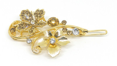 

Khubsurat Hair Side Clips/Side Pins for Women & Girls, Gold Tone, 1 Piece, Brown Color Stone Stud Hair Clip(Brown)