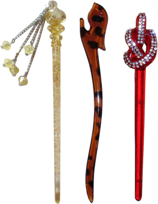 

Manolima Metallic Combo of Multi Color Juda Sticks Bun Stick(Multicolor)