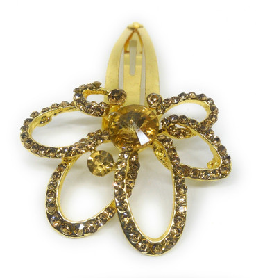 

Khubsurat Hair Side Clips/Side Pins Tic Tac Clip for Women & Girls, Gold Tone, 1 Piece, Brown Color Stone Stud Hair Clip(Brown)