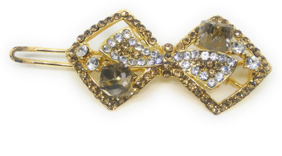 

Khubsurat Hair Side Clips/Side Pins for Women & Girls, Gold Tone, 1 Piece, Brown-White Color Stone Stud Hair Clip(Brown)