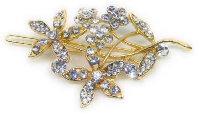 

Khubsurat Hair Side Clips/Side Pins for Women & Girls, Gold Tone, 1 Piece, Floral Concept, White Color Stone Stud Hair Clip(Gold)