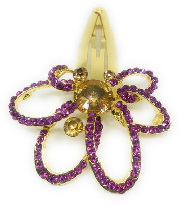 

Khubsurat Hair Side Clips/Side Pins Tic Tac Clip for Women & Girls, Gold Tone, 1 Piece, Rani Color Stone Stud Hair Clip(Pink)