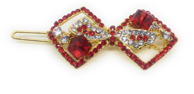 

Khubsurat Hair Side Clips/Side Pins for Women & Girls, Gold Tone, 1 Piece, Red Color Stone Stud Hair Clip(Red)