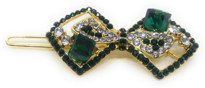 

Khubsurat Hair Side Clips/Side Pins for Women & Girls, Gold Tone, 1 Piece, Green Color Stone Stud Hair Clip(Green)