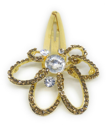 

Khubsurat Hair Side Clips/Side Pins Tic Tac Clip for Women & Girls, Gold Tone, 1 Piece, Brown Color Stone Stud Hair Clip(Brown)