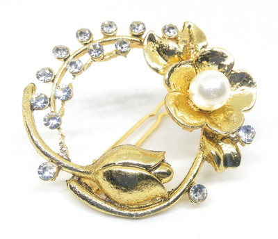 

Khubsurat Hair Side Clips/Side Pins for Women & Girls, Gold Tone, 1 Piece, Stone Stud Hair Clip(Gold)