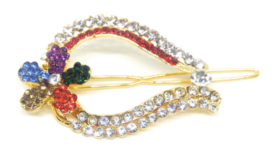

Khubsurat Hair Side Clips/Side Pins for Women & Girls, Gold Tone, 1 Piece, Multi Color Stone Stud Hair Clip(Multicolor)