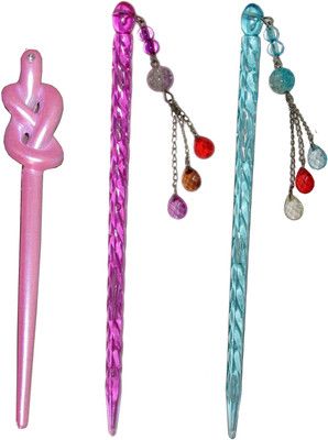

The Ethnic Wears Combo of Multi Color Juda Sticks Bun Stick(Multicolor)