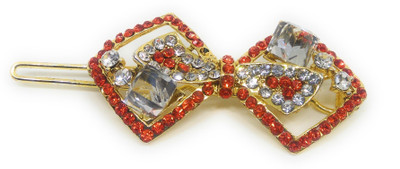 

Khubsurat Hair Side Clips/Side Pins for Women & Girls, Gold Tone, 1 Piece, Orange Color Stone Stud Hair Clip(Orange)
