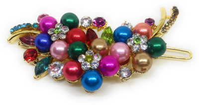 

Khubsurat Hair Side Clips/Side Pins for Women & Girls, Gold Tone, 1 Piece, Floral Concept, Multi Color Stone & Moti Stud Hair Clip(Multicolor)