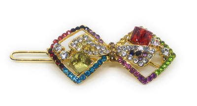 

Khubsurat Hair Side Clips/Side Pins for Women & Girls, Gold Tone, 1 Piece, Multi Color Stone Stud Hair Clip(Multicolor)