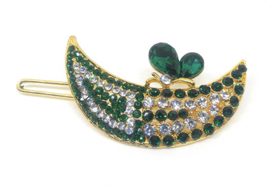 

Khubsurat Hair Side Clips/Side Pins for Women & Girls, Gold Tone, 1 Piece, Green Color Stone Stud Hair Clip(Green)