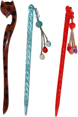 

Must Visit Claw Combo of Multi Color Juda Sticks Bun Stick(Multicolor)