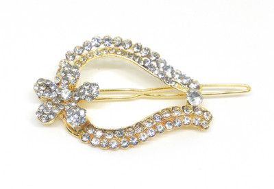 

Khubsurat Hair Side Clips/Side Pins for Women & Girls, Gold Tone, 1 Piece, White Color Stone Stud Hair Clip(Gold)