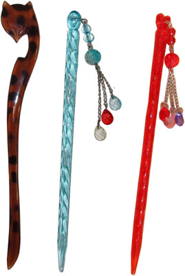 

I Jewels Combo of Multi Color Juda Sticks Bun Stick(Multicolor)