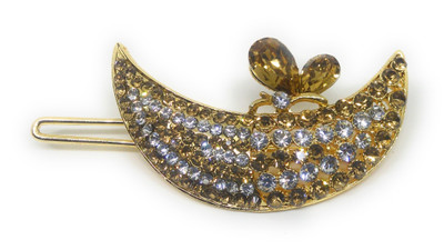 

Khubsurat Hair Side Clips/Side Pins for Women & Girls, Gold Tone, 1 Piece, Brown Color Stone Stud Hair Clip(Brown)