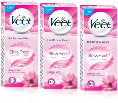 

Veet Silk And Fresh Hair Removal 50 g Pack of 3 Cream(150 g, Set of 3)