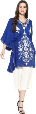 CRAFTBAZAR Embroidered Cotton Rayon Blend Women Kaftan