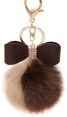 

Savii Double Color Brown Fur Pompom Keychain Key Chain