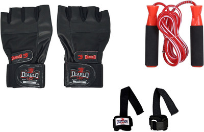 

Diablo Combo of Gym Gloves,Straps And Skipping Rope Gym & Fitness Kit