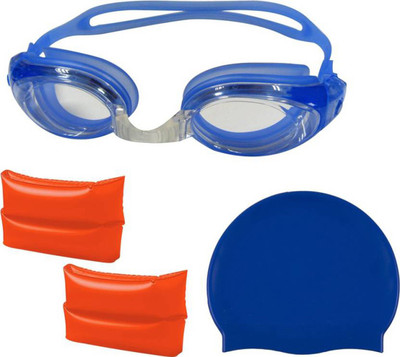 

GLS Swimming Combo Kit - 1 Swimming Cap 1 Swimming Goggle 1 Pair Arm Band Swimming Kit