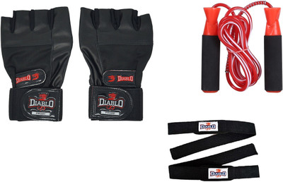 

Diablo Combo of Gym Gloves,Straps And Skipping Rope Gym & Fitness Kit