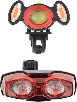 

Dark Horse BICYCLE Zoom Focus Front/Head LIGHT USB WITH 2 RED Warning signal LIGHTS & 1 watt Twin Eye Battery Rear Light LED Front Rear Light Combo(Black)