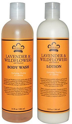

Nubian Heritage Lavender & Wildflowers Body Wash And Body Lotion Bundle With Lavender Essential Oil Shea Butter Vitamin E And Mango Seed Butter(384.46 ml)