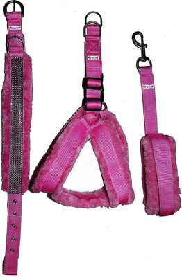 

Skora High Quality Pink fancy Fur Harness+Leash+collar Combo Set Cheast Size:26-30 inch , for  breed Dog Dog Harness & Leash(, Pink