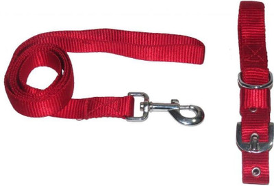

Skora High Quality Dog Collar & Leash(, Red